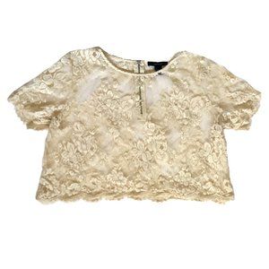 Topshop Sheer Crochet Floral Lace Top